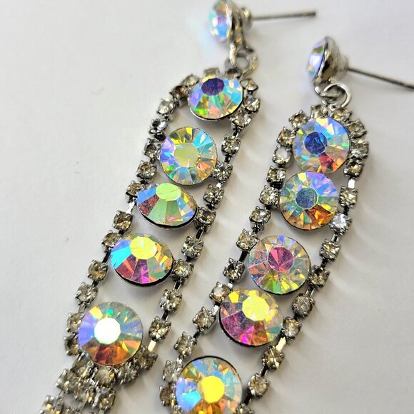 Crystal Chandelier Earrings With Aurora crystals bridal earrings - Picture 4 of 8